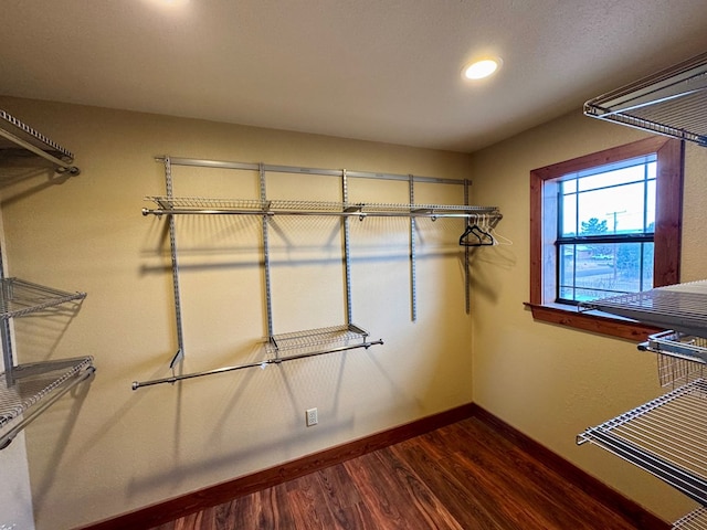 walk in closet featuring hardwood / wood-style flooring