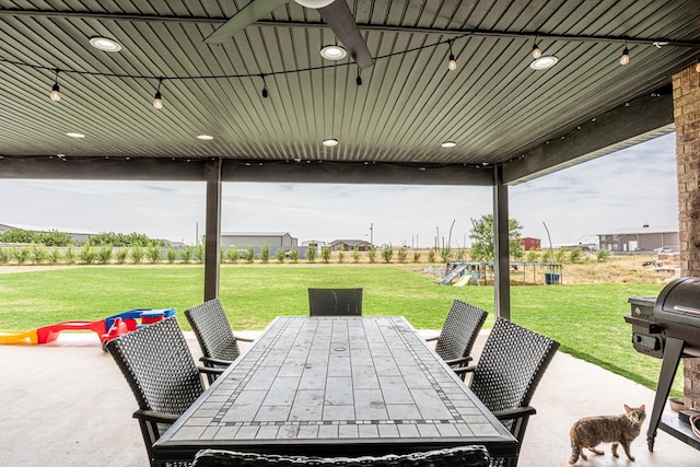 479 County Rd 306, Seminole, TX 79360 - view of patio with outdoor dining space, a playground, and a grill