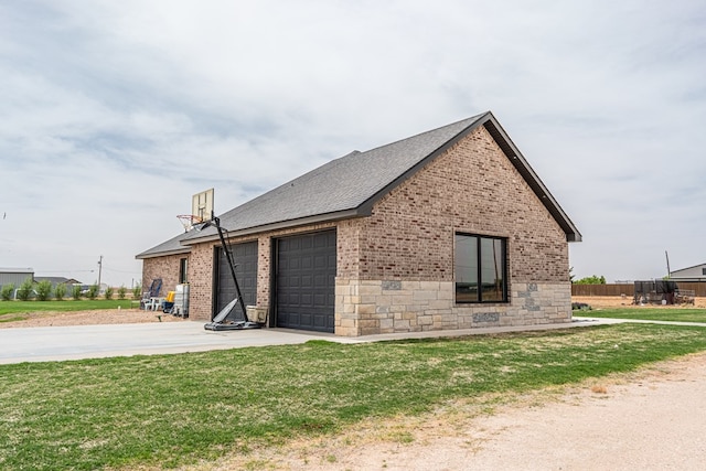 479 County Rd 306, Seminole, TX 79360 - view of side of property with brick siding, a shingled roof, and a lawn