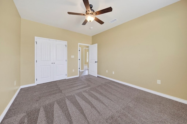 14 Da Vinci Ct, Odessa, TX 79765 - unfurnished bedroom with carpet floors, baseboards, a closet, and ceiling fan