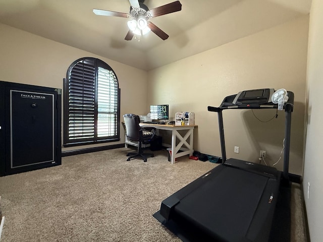 7802 Sienna Dr, Odessa, TX 79765 - carpeted home office featuring ceiling fan