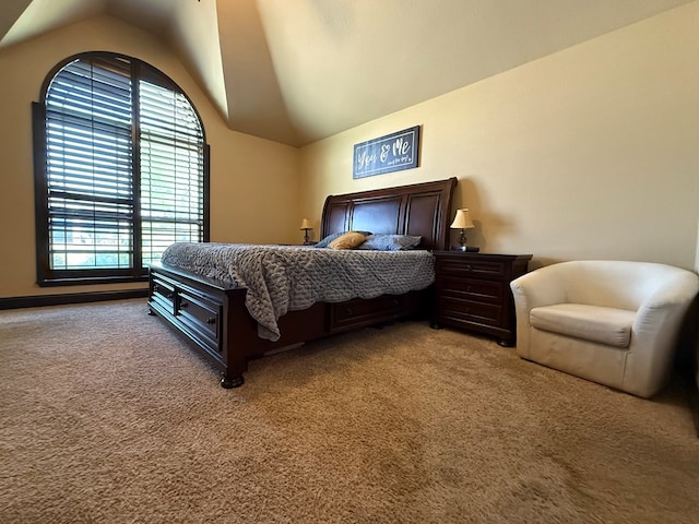 7802 Sienna Dr, Odessa, TX 79765 - bedroom with vaulted ceiling and carpet flooring