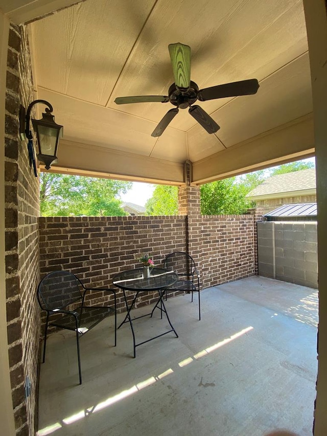 view of patio / terrace with a ceiling fan