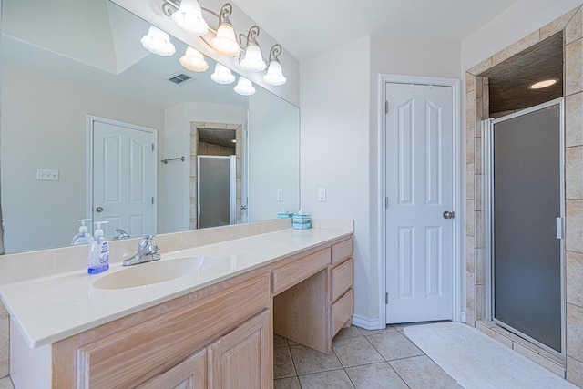 10901 E County Rd 108, Midland, TX 79706 - full bathroom with vanity, a shower stall, and tile patterned flooring