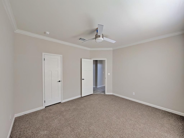 9 Prairie View Ln, Alpine, TX 79830 - unfurnished bedroom with ornamental molding, carpet floors, and a ceiling fan