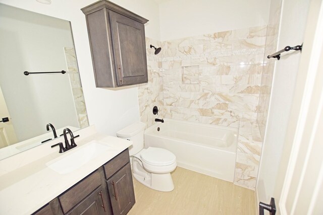 8639 Fortuna Ct, Odessa, TX 79765 - full bath with toilet, vanity,  shower combination, and wood finished floors