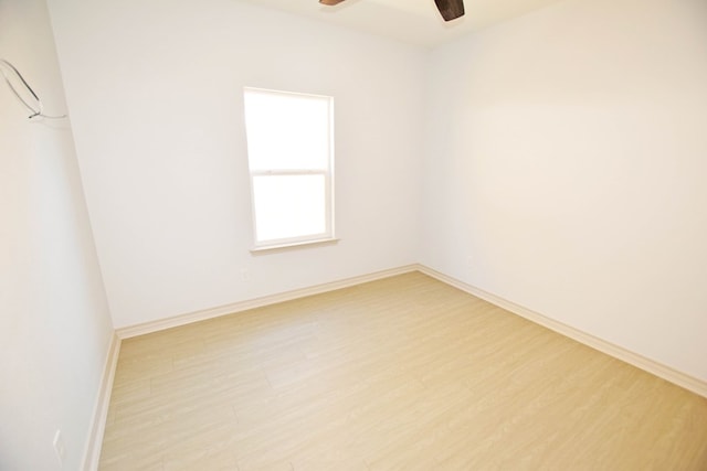 8639 Fortuna Ct, Odessa, TX 79765 - empty room featuring a ceiling fan, wood finished floors, and baseboards