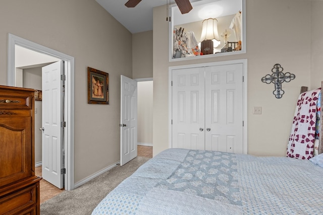 4975 SE 3000, Andrews, TX 79714 - bedroom with a closet, light carpet, and a ceiling fan