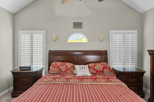 4975 SE 3000, Andrews, TX 79714 - carpeted bedroom with lofted ceiling and ceiling fan