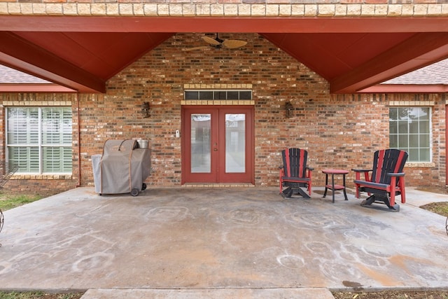 4975 SE 3000, Andrews, TX 79714 - view of patio / terrace with french doors, a ceiling fan, and area for grilling
