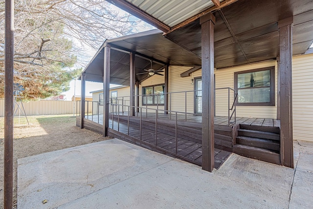 view of patio / terrace featuring ceiling fan