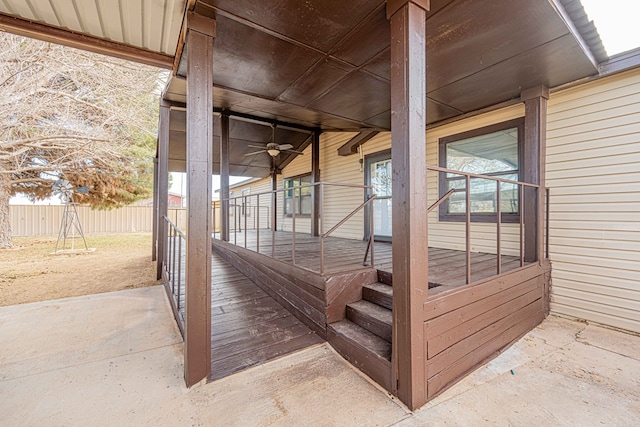 deck featuring ceiling fan