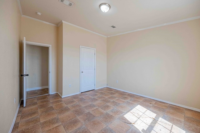 unfurnished bedroom featuring a closet and ornamental molding