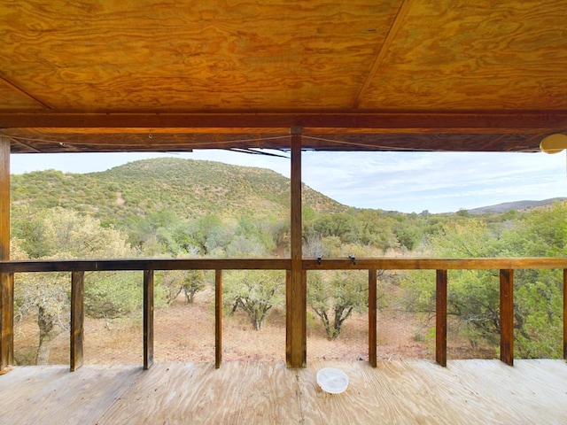 deck featuring a mountain view