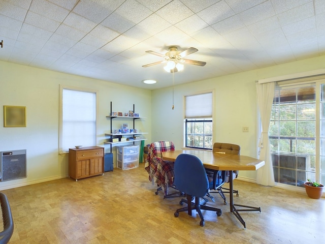 office space with ceiling fan