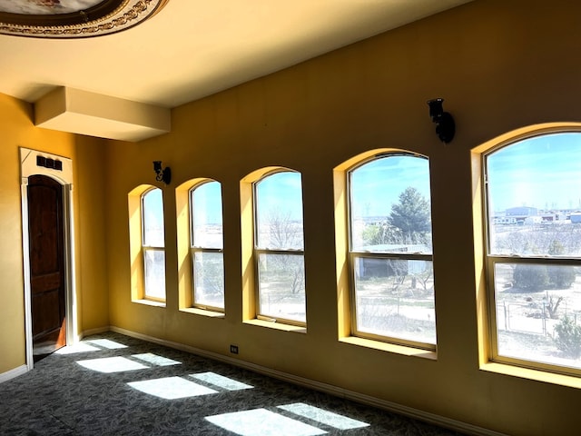 unfurnished room featuring carpet floors and a healthy amount of sunlight