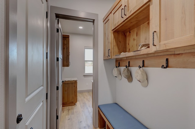 mudroom featuring light hardwood / wood-style floors