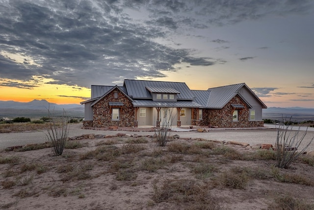 view of front of house with a mountain view