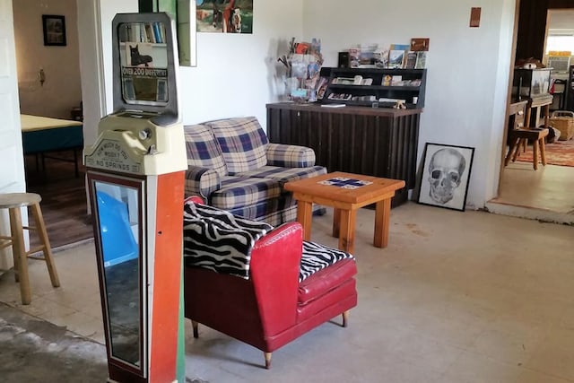 interior space featuring concrete floors