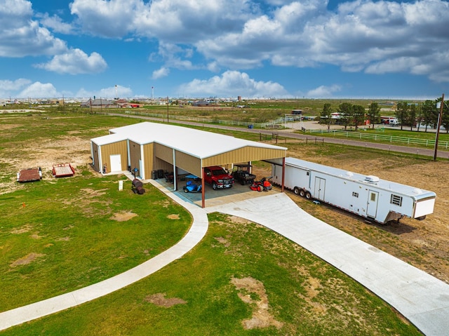 drone / aerial view with a rural view