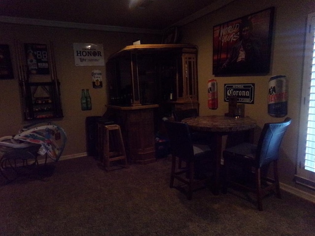 dining area featuring carpet flooring