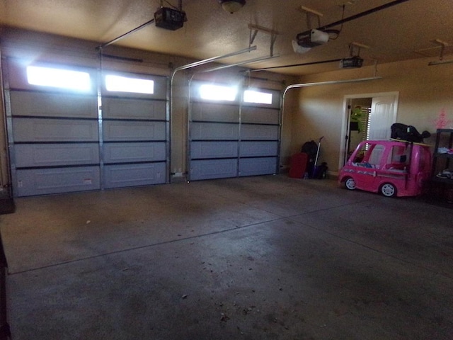 garage with a garage door opener