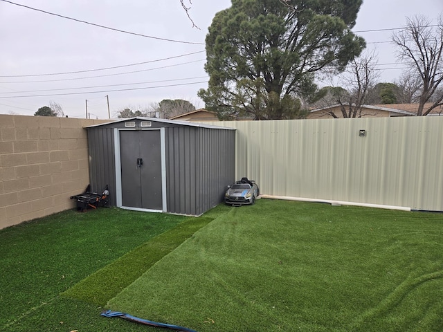 view of outbuilding with a lawn