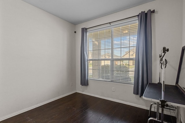 empty room featuring a wealth of natural light and dark hardwood / wood-style floors