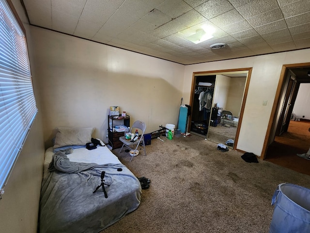 carpeted bedroom featuring a closet