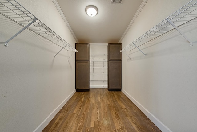 walk in closet featuring wood-type flooring