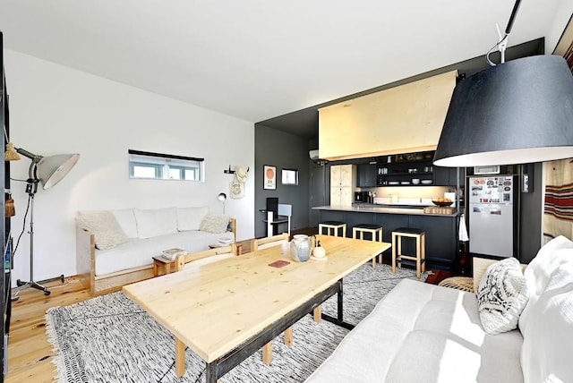 living area featuring light wood-style floors