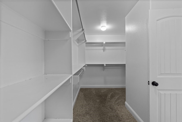 spacious closet with dark carpet