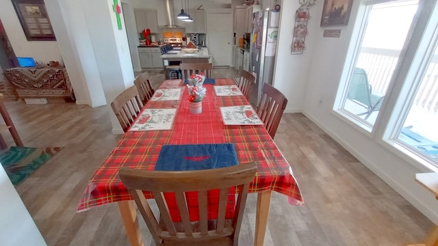 dining space featuring light hardwood / wood-style floors