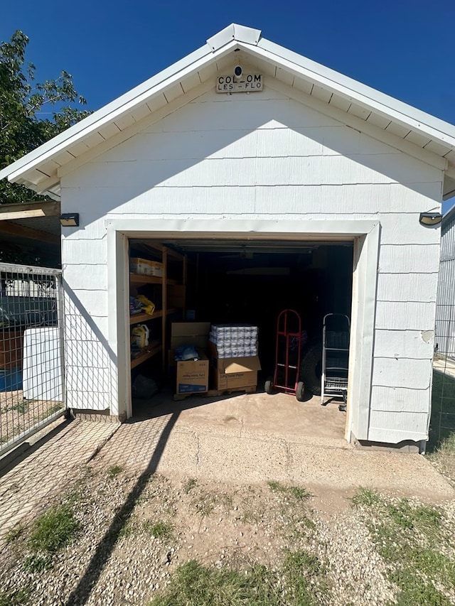 view of garage