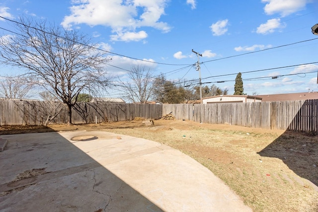 view of yard with a patio area and a fenced backyard