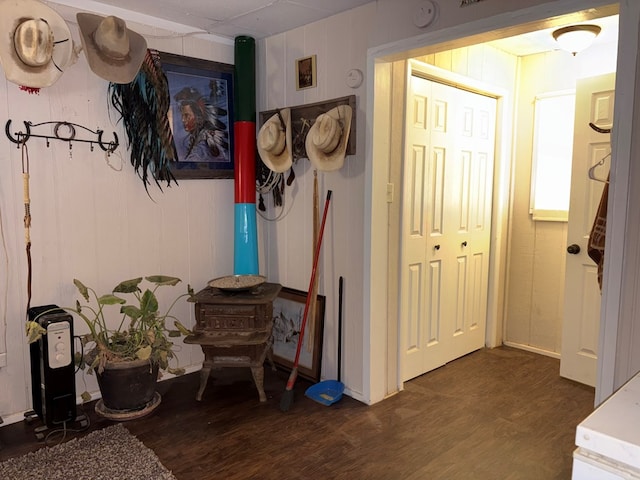 hallway with wood finished floors