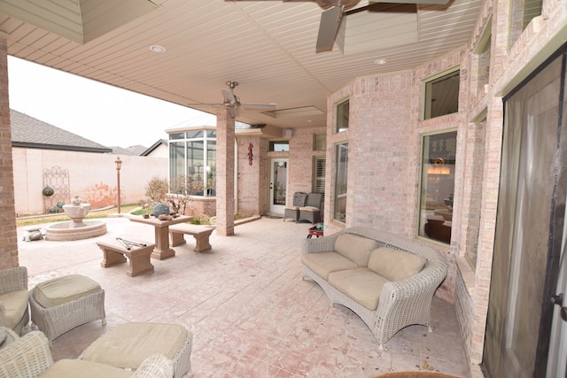 view of patio with ceiling fan