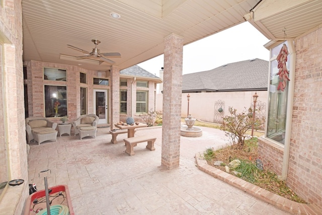 view of patio / terrace with ceiling fan