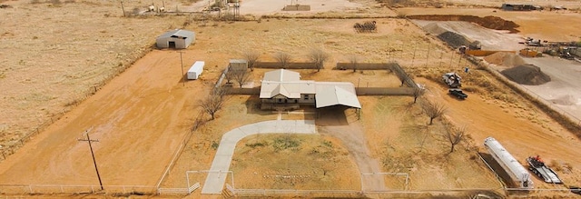 aerial view featuring a rural view and a desert view