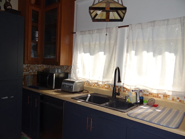 kitchen with backsplash, dishwasher, and sink