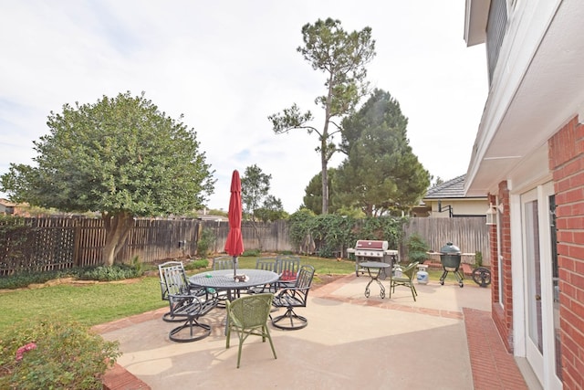 view of patio / terrace with a grill