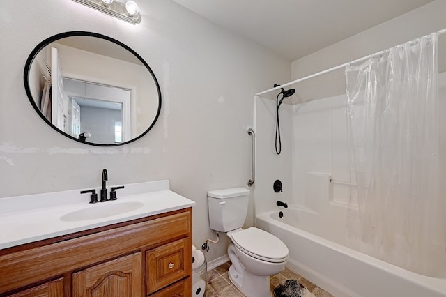 full bathroom featuring vanity, toilet, and shower / bath combo with shower curtain