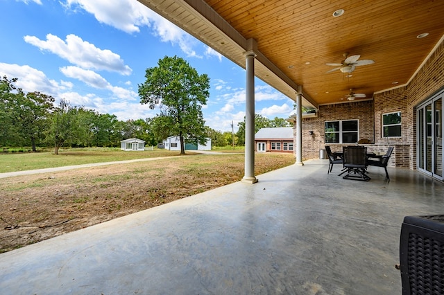 view of patio / terrace featuring ceiling fan