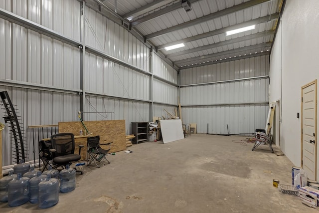 garage featuring metal wall