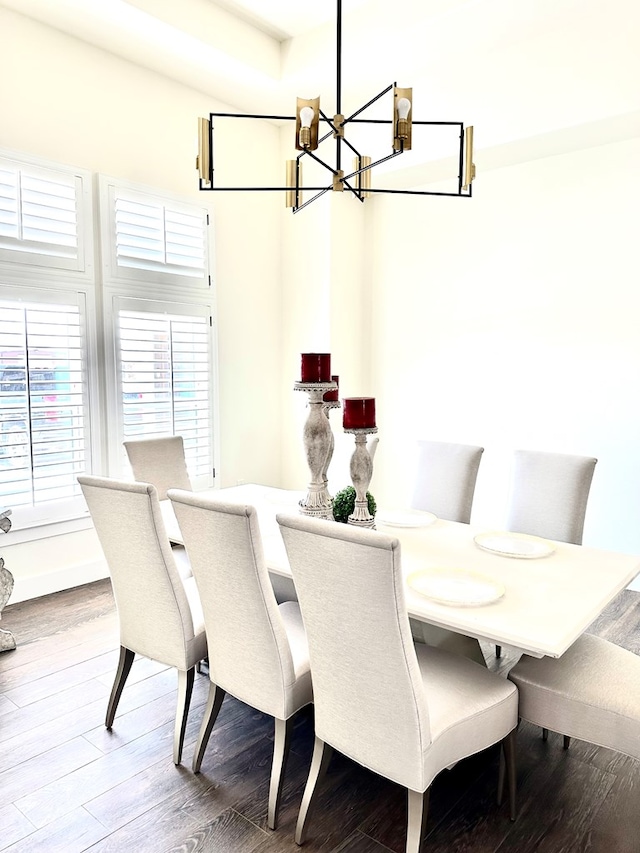 dining room featuring an inviting chandelier and wood finished floors