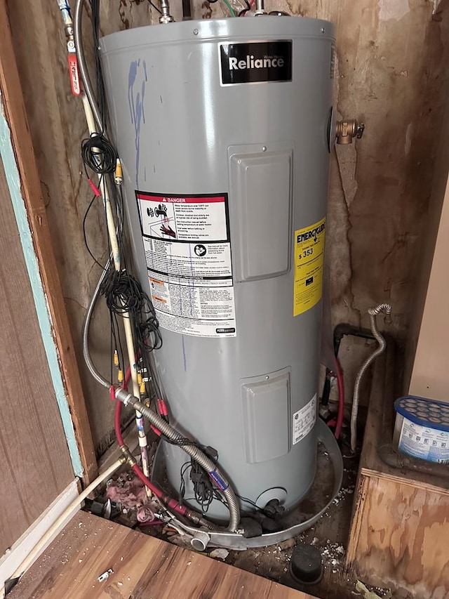 utility room with water heater