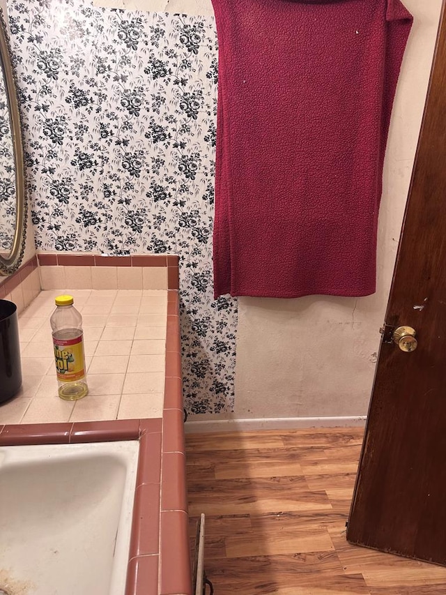 bathroom featuring hardwood / wood-style floors and sink