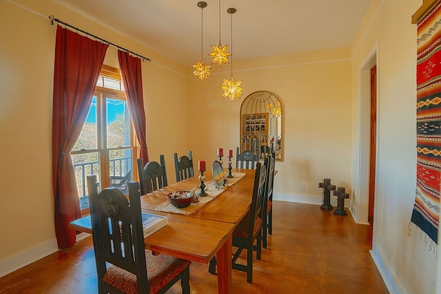 dining room featuring a chandelier