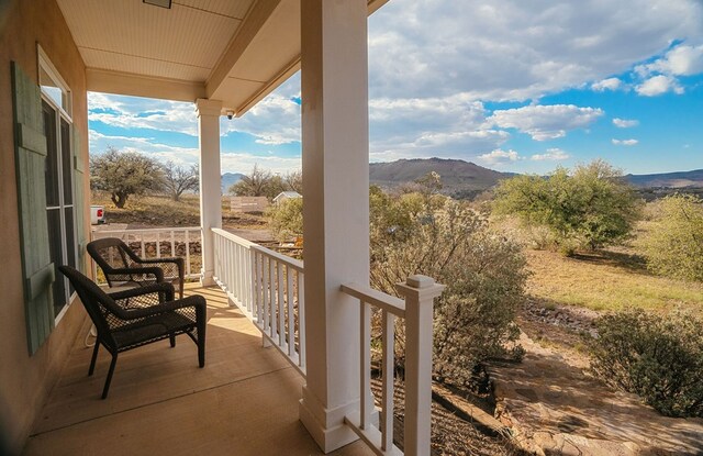 balcony with a mountain view