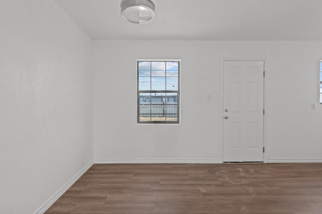 spare room featuring wood-type flooring